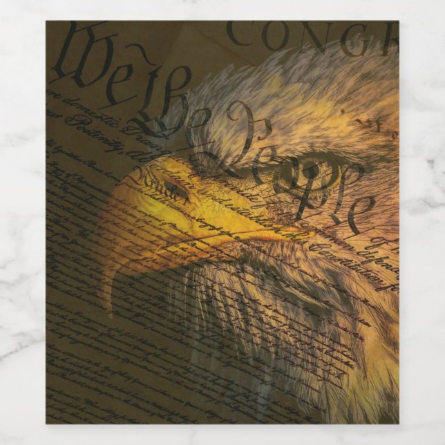 Constitution With Bald Eagle Wine Label (Single Label)