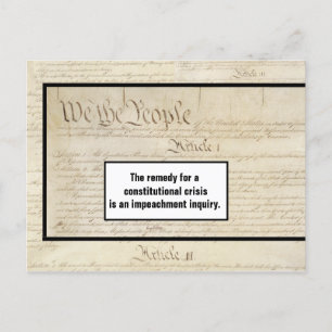 Constitutional Crisis Impeach Trump Constitution Postcard