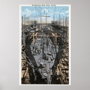 Constructing a Steel Ship Scene Poster
