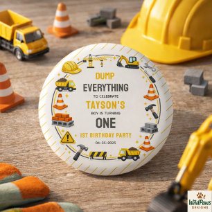 Construction 1ST Birthday   Builder Truck Party 1 Inch Round Button