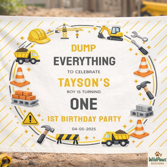 Construction 1ST Birthday | Builder Truck Party Banner (Construction 1ST Birthday | Builder Truck Party Banner)