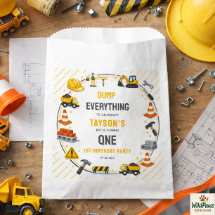 Construction 1ST Birthday   Builder Truck Party Favour Bag