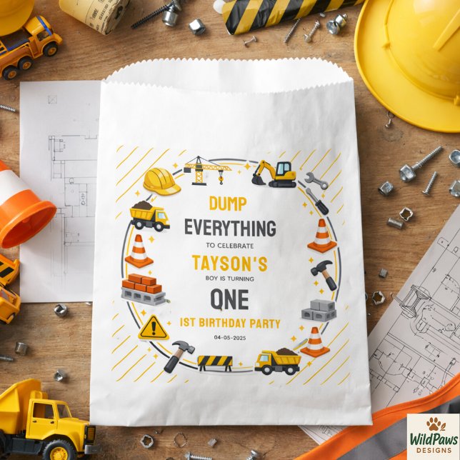 Construction 1ST Birthday | Builder Truck Party Favour Bag (Construction 1ST Birthday | Builder Truck Party Favor Bag
)