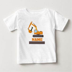 construction 1st birthday - excavator-personalized baby T-Shirt
