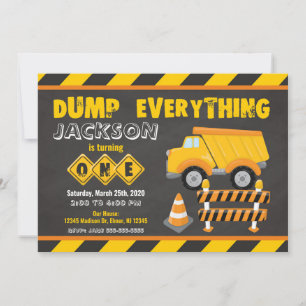Construction 1st Birthday Invitation Chalkboard