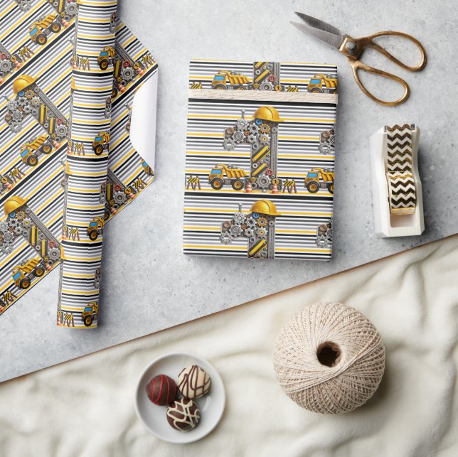Construction 1st  Birthday Party Wrapping Paper (Crafts)