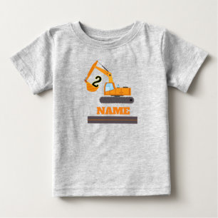construction 2nd birthday - excavator-personalized baby T-Shirt