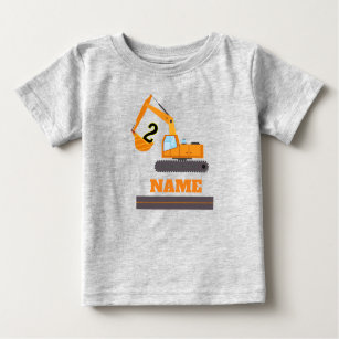 construction 2nd birthday - excavator-personalized baby T-Shirt
