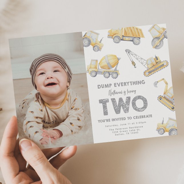 Construction 2nd TWO Birthday Party Invitation (Creator Uploaded)