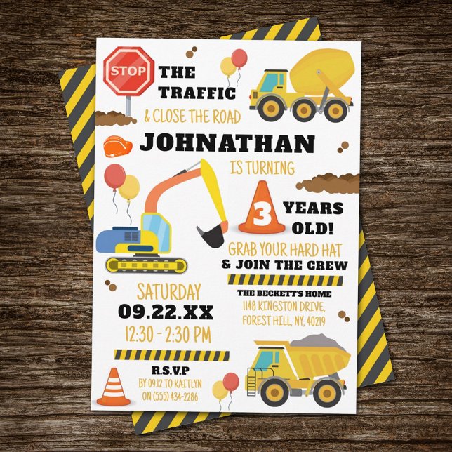 Construction 3rd Birthday Invitation (Creator Uploaded)