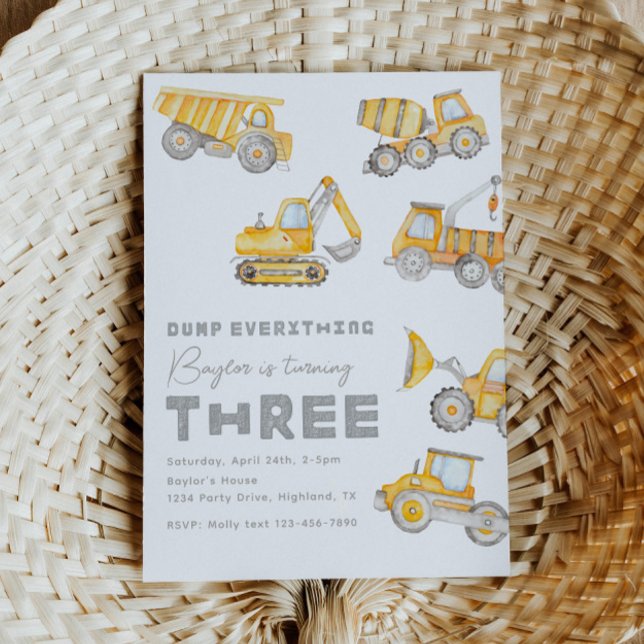 Construction 3rd Birthday Invitation (Creator Uploaded)