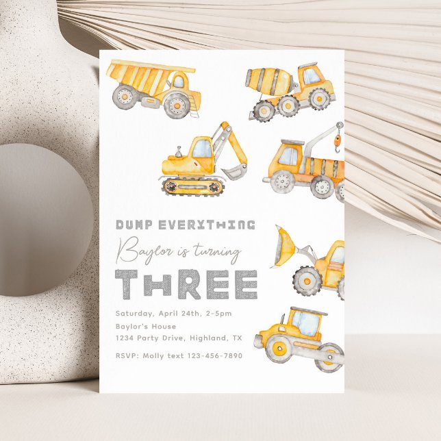 Construction 3rd Birthday Invitation (Creator Uploaded)