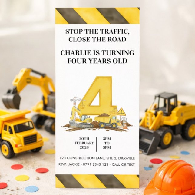Construction 4th Birthday Invitation (Créateur téléchargé)