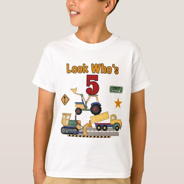 Construction 5th Birthday Tshirts and Gifts (Front)
