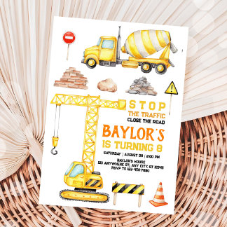 Construction 8st Birthday Invitation