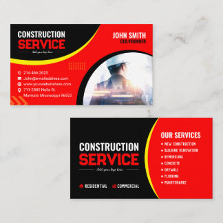 Construction and remodeling company business card