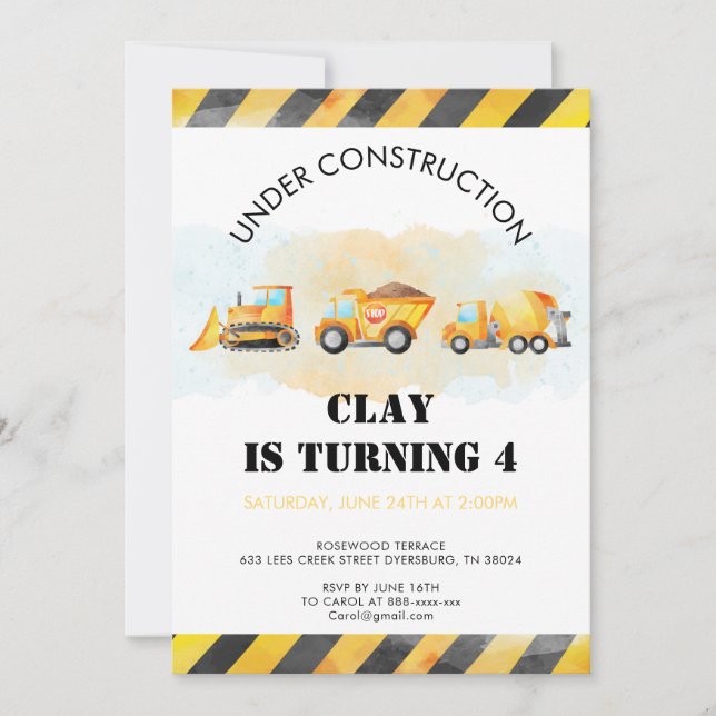 Construction Anniversaire Invitation Camion Annive (Devant)