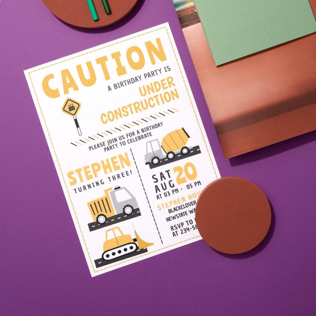 Construction Anniversaire Invitation pour enfants  (Construction Party)