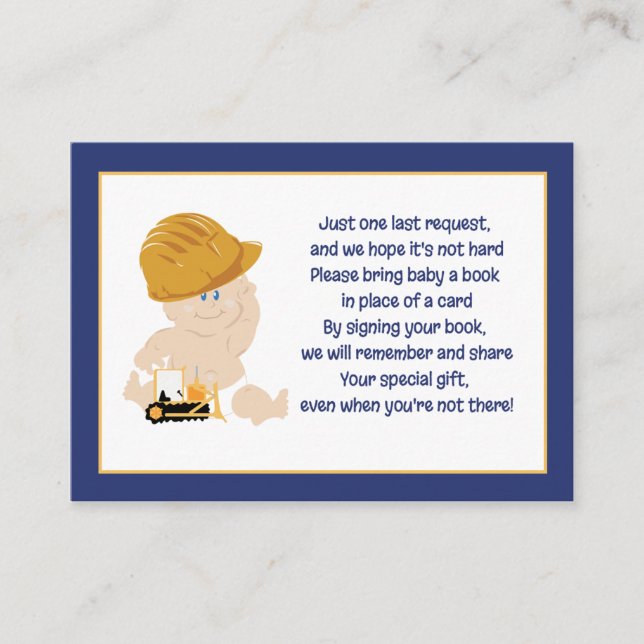 Construction Baby Enclosure Book Request Cards (Front)