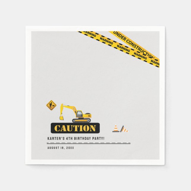 Construction Baby Shower Birthday Party Supplies Napkin (Front)
