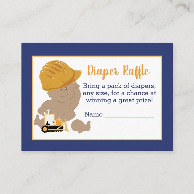 Construction Baby Shower Diaper Raffle Cards (Front)