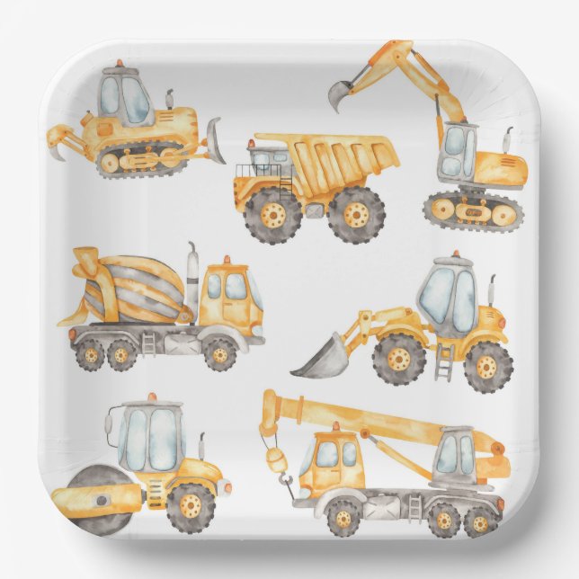 Construction Baby Shower Dump Truck Party Paper Plate (Front)