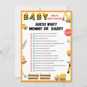 Construction Baby Shower Game - Editable Name - Invitation