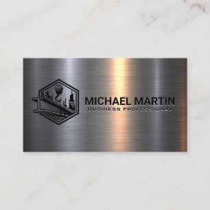 Construction Beam and Winch Metal Business Card