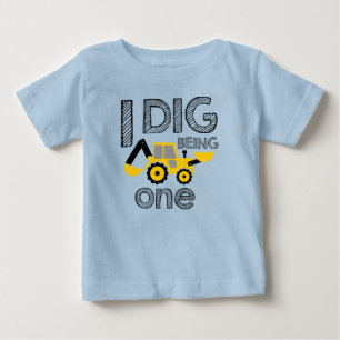 Construction Birthday 1st Birthday I Dig Being One Baby T-Shirt