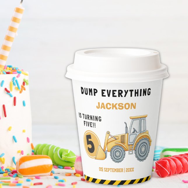 Construction Birthday 5th | Dump Truck Party Paper Cups (Creator Uploaded)