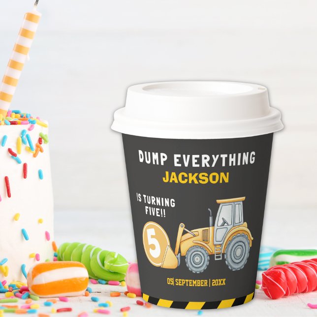 Construction Birthday 5th | Dump Truck Party Paper Cups (Creator Uploaded)