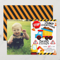 Construction Birthday Boy Dump Truck with Photo