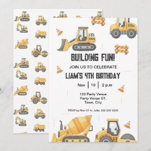 Construction Birthday – Boy's 1st Party Invitation