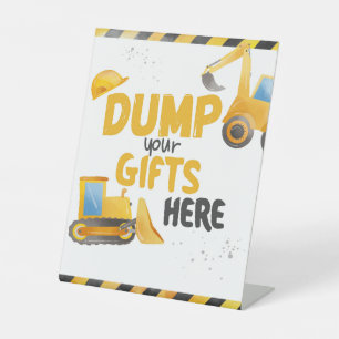 Construction Birthday - Dump Gifts Here Pedestal Sign