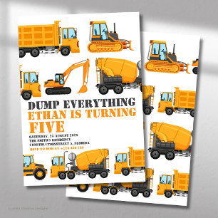 Construction Birthday Dump Truck & Bulldozer Party Invitation