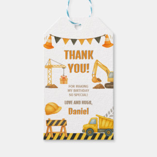 Construction Birthday Dump Truck Gift Tags