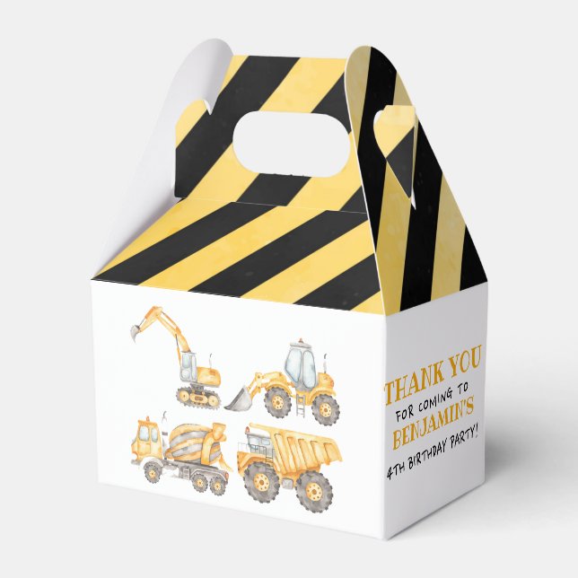 Construction Birthday Dump Truck Party Favor Box (Front Side)