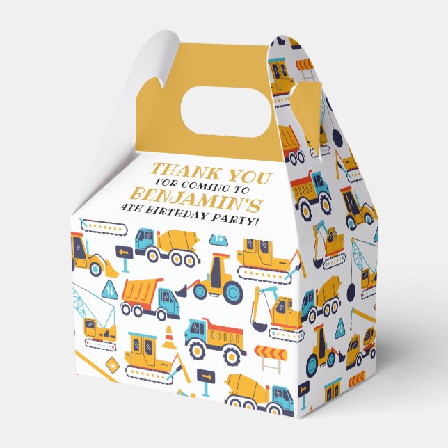 Construction Birthday Dump Truck Party Favor Box (Front Side)
