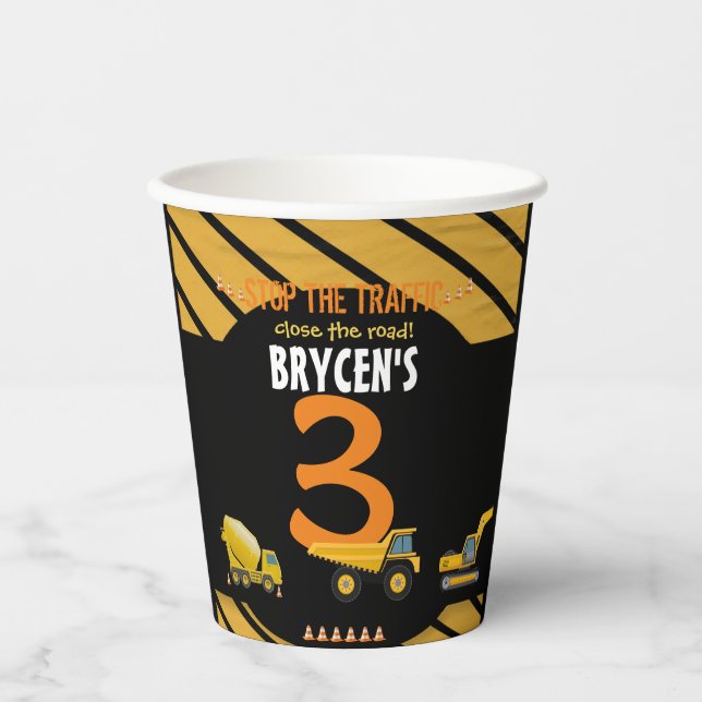 Construction Birthday Dump Truck Party Paper Cups (Front)