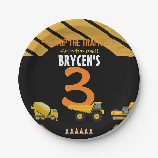 Construction Birthday Dump Truck Party  Paper Plat Plate (Front)