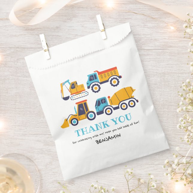 Construction Birthday Dump Truck Party Thank You F Favour Bag (Clipped)
