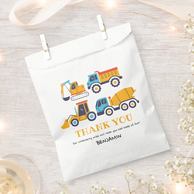 Construction Birthday Dump Truck Party Thank You Favour Bag (Clipped)