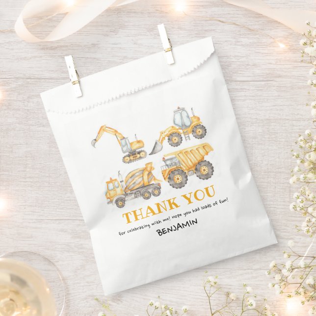 Construction Birthday Dump Truck Party Thank You Favour Bag (Clipped)