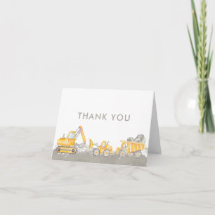 Construction Birthday Dump Trucks Birthday Thank You Card