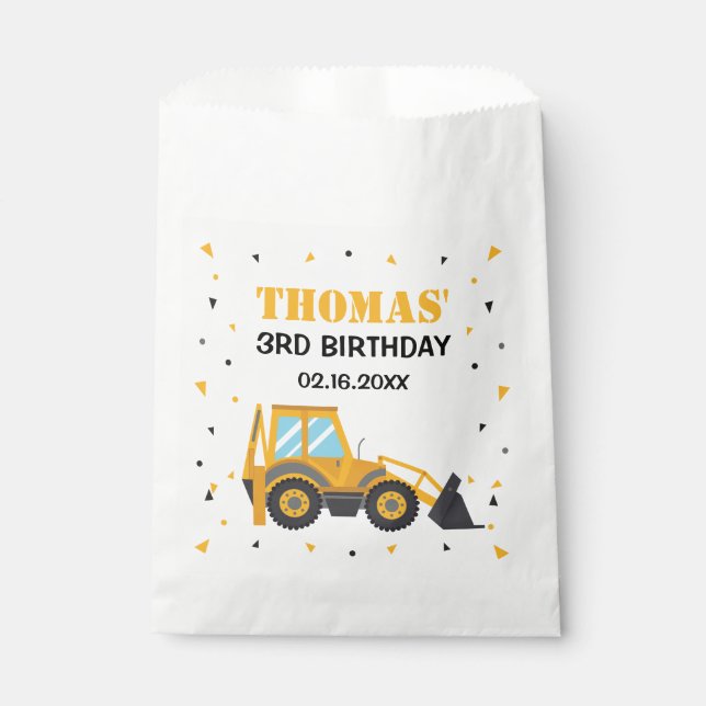  Construction birthday excavator truck Favor Bag  (Front)