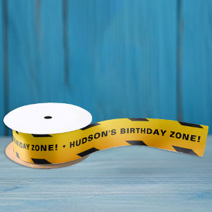 Construction Birthday Favour Satin Ribbon