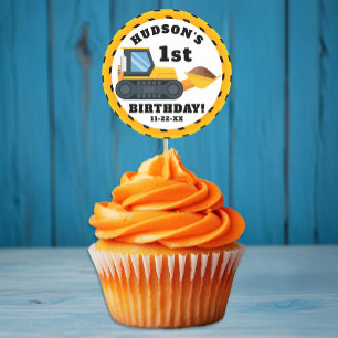 Construction Birthday Favour Sticker – Yellow Dump