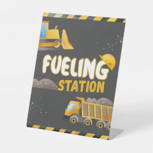 Construction Birthday - Fuelling Station  Pedestal Sign