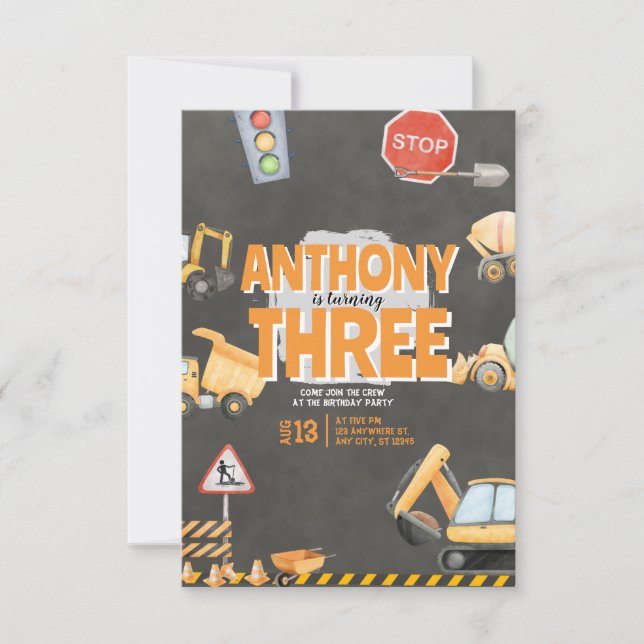 Construction Birthday Invitation (Devant)