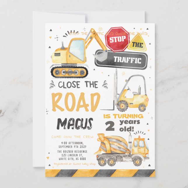 Construction Birthday Invitation (Front)